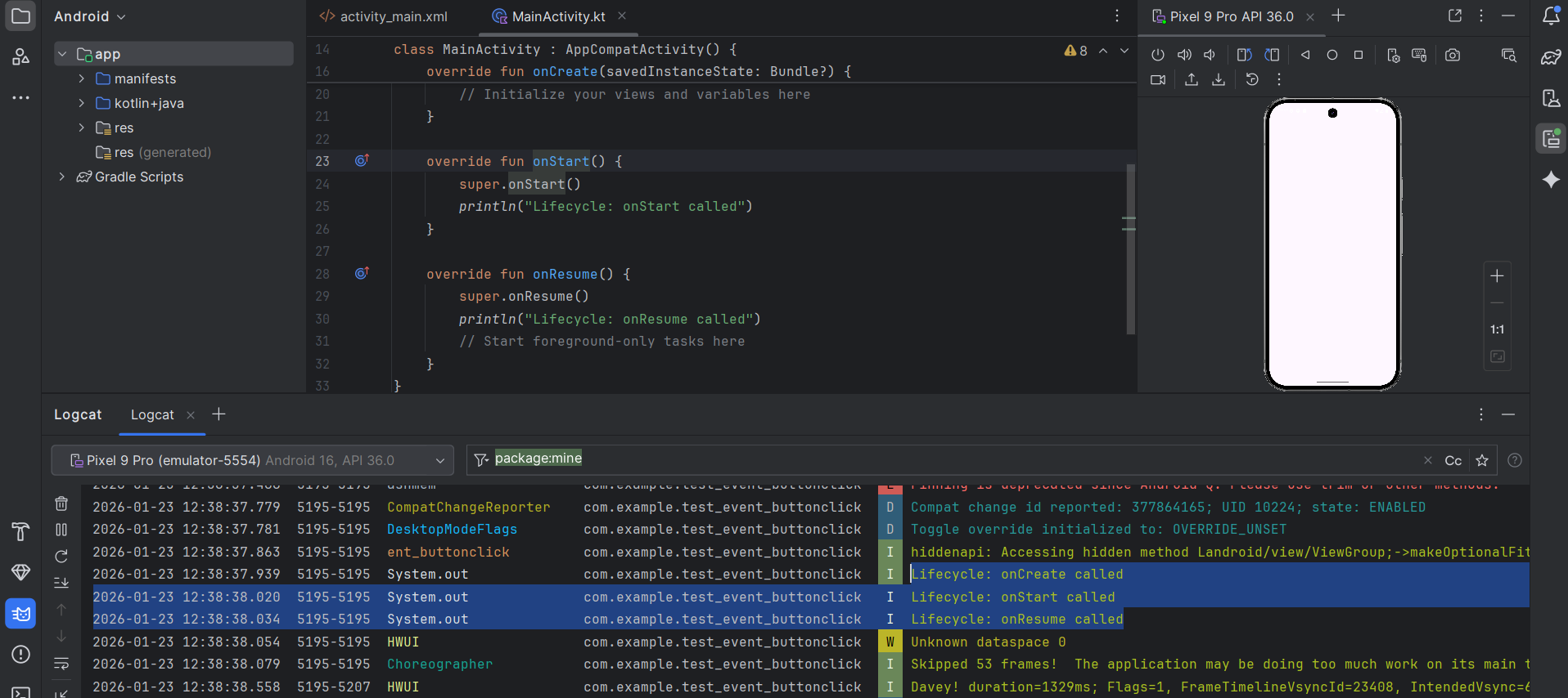 Android Activity Lifecycle on Create() onStart() onResume()